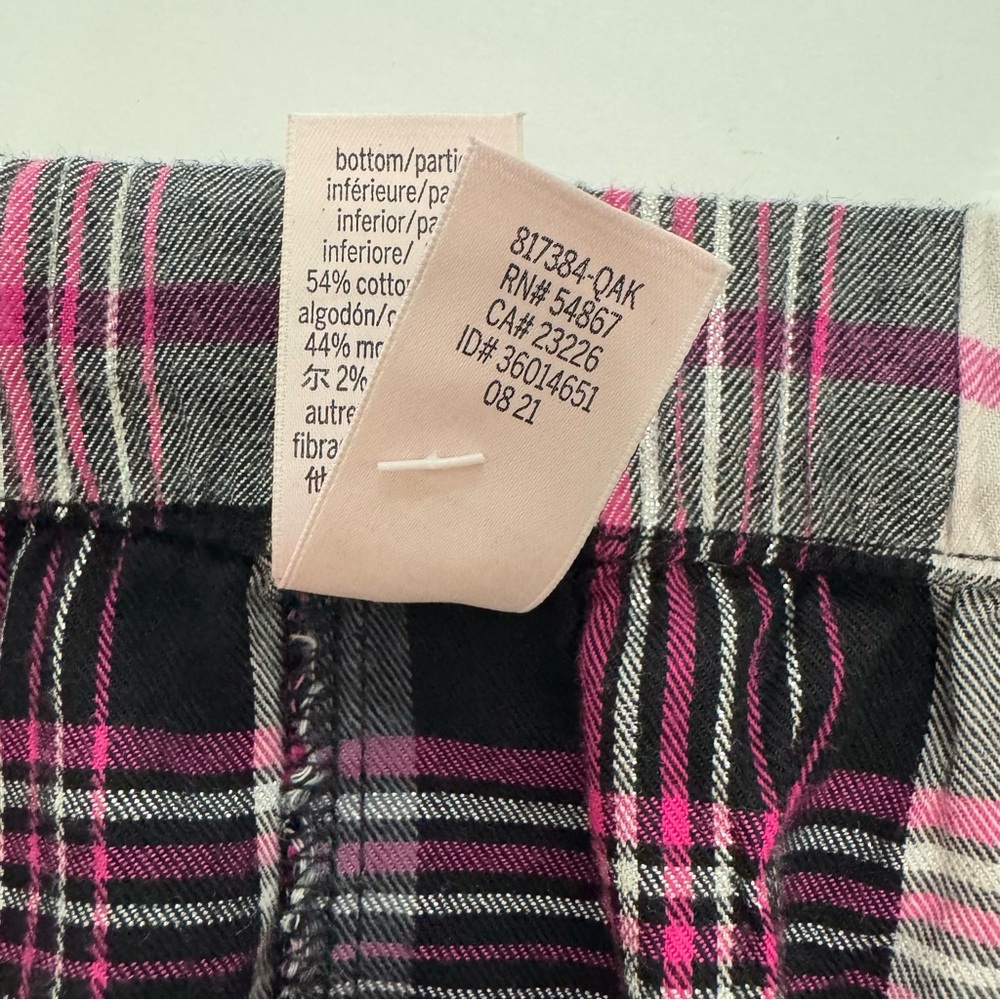 Victoria's Secret Plaid Lightweight Flannel Pajama Pants Black Pink White XXL - Picture 8 of 15